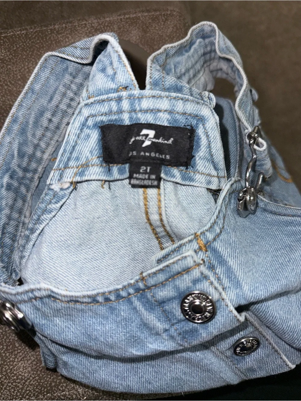 7 For All Mankind Light Blue Denim Pinafore Dress for Kids